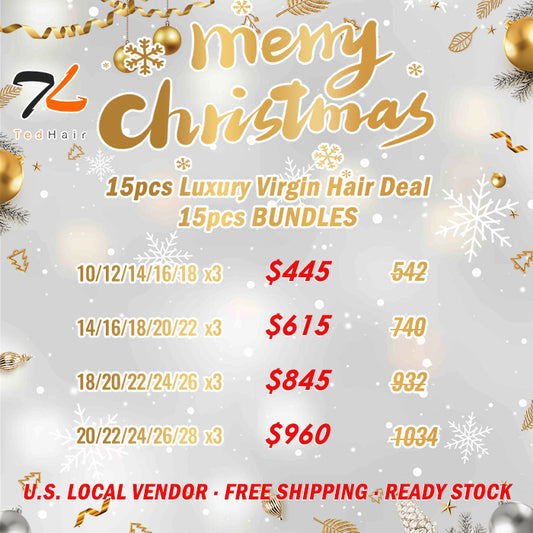 2025 Christmas Package Deal | 15pcs Luxury Virgin Hair Bundle Deal $445-$960