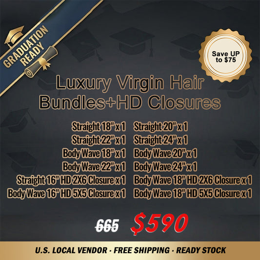 2026 Graduation Season Package Deal |12pcs Luxury Virgin Hair Bundles + HD Closures $590 #1B Natural Black