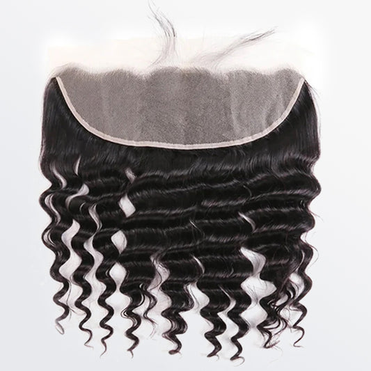 TedHair 14-20 Inch 13" x 4" Deep Wavy Free Parted Frontal #1B Natural Black