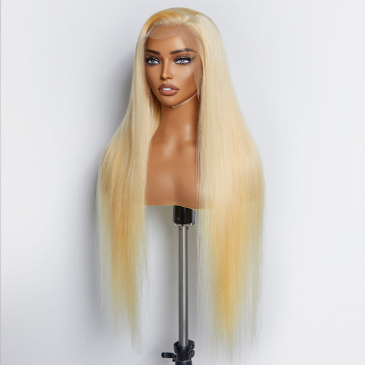 Tedhair 28-30 Inches Pre-Plucked 13"x4" #613 Straight Lace Frontal Wig 200% Density-100% Human Hair