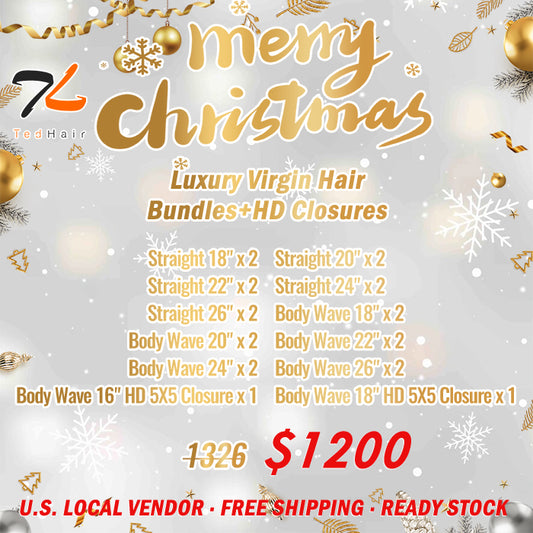2025 Christmas Package Deal ｜22pcs Luxury Virgin Hair  Bundles + HD Closures $1200