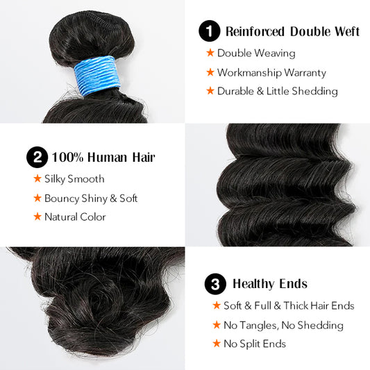 TedHair Ocean Wave Brazilian 100% Virgin Hair Bundles 14-26''