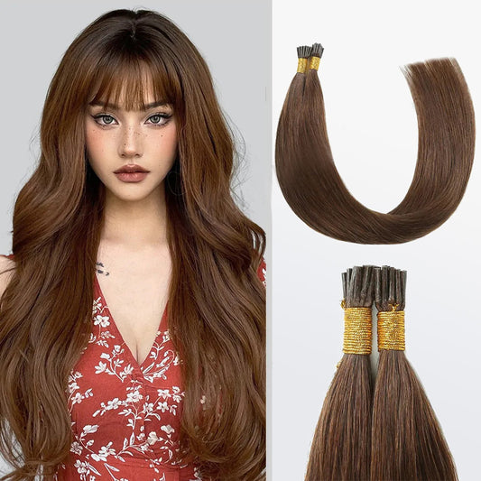 Tedhair I Tip Hair Extensions Natural Remy Human Hair (#4 Chocolate Brown)