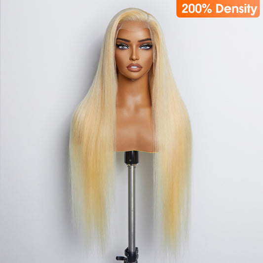 Tedhair 28-30 Inches Pre-Plucked 13"x4" #613 Straight Lace Frontal Wig 200% Density-100% Human Hair