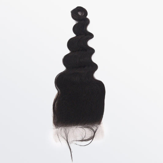 TedHair 14-20 Inch 4" x 4" Ocean Wavy Free Parted Lace Closure #1B Natural Black