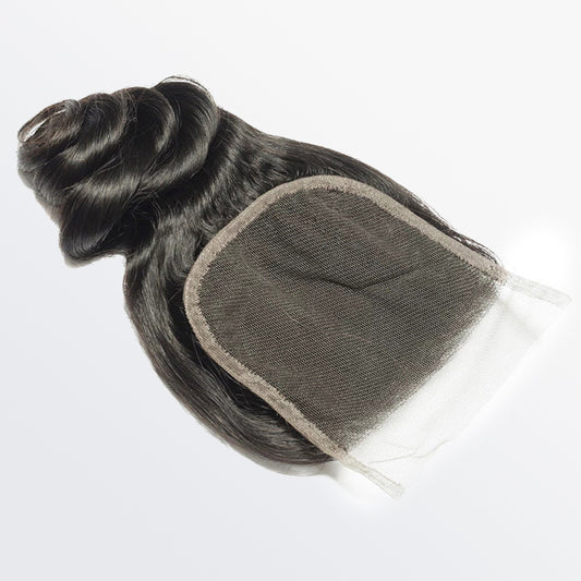 TedHair 14-20 Inch 4" x 4" Loose Wavy Free Parted Lace Closure #1B Natural Black