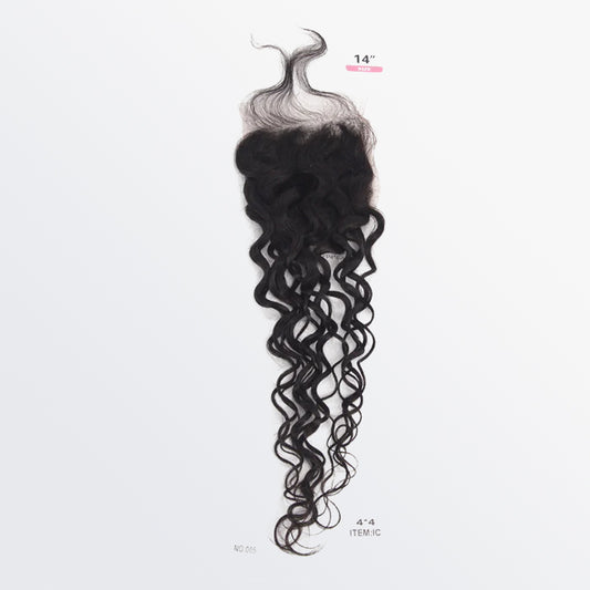 TedHair 14-18 Inch 4" x 4" Water Wavy Free Parted Lace Closure #1B Natural Black