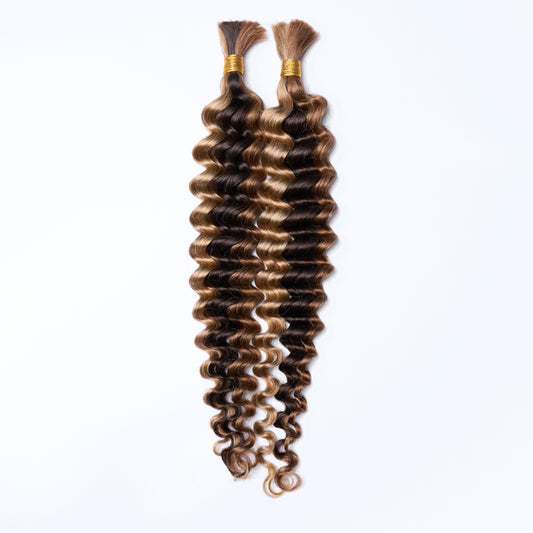 TedHair 20inch Deep Wave Bulk Hair For Braiding #P4/27 Color