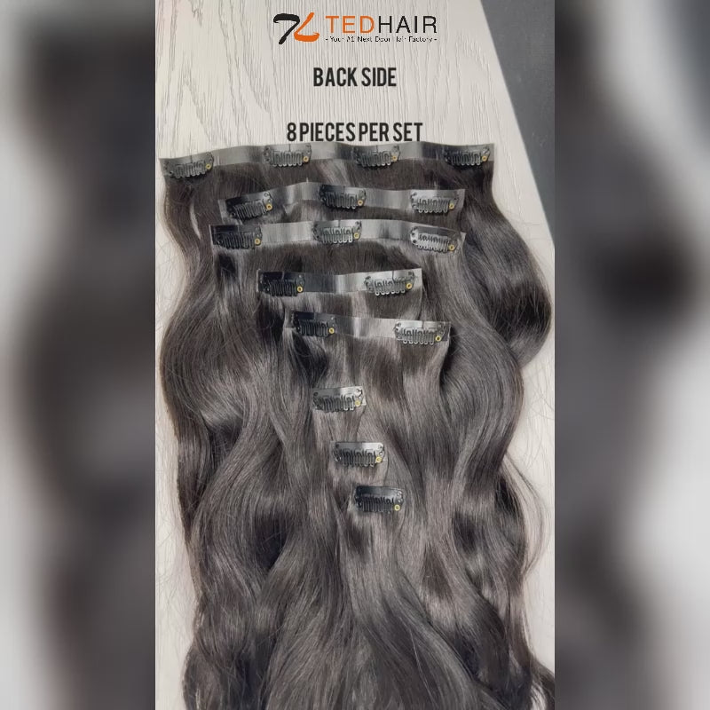 T TED 18-22 Inches Body Wavy Seamless Clip Ins