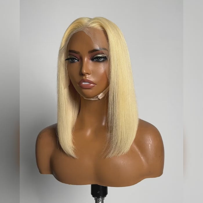 Tedhair 10-14 Inch Pre-Plucked 13"x4" #613 Straight Bob Lace Frontal Wig 150% Density